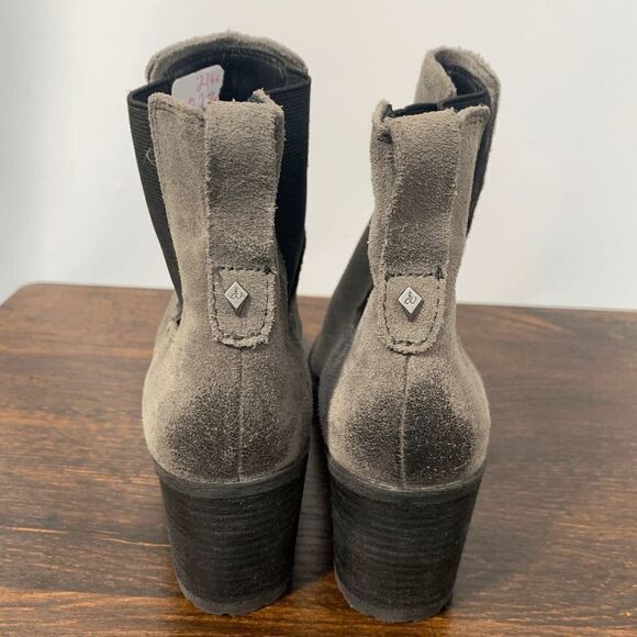 Sam Edelman Suede Pull On Closed Toe Block Heel Ankle Booties Gray Size 7 - Picture 5 of 9